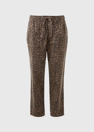 Brown Animal Print Utility Joggers