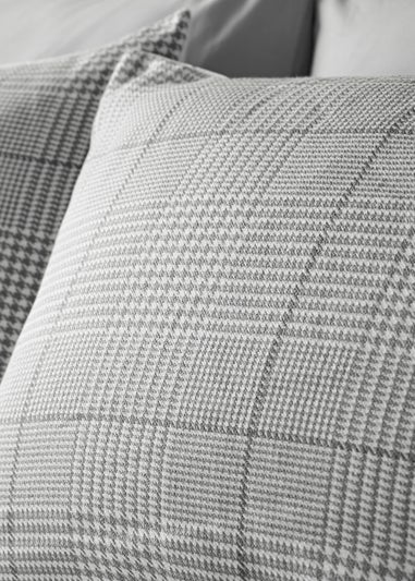 Grey Jacquard Check Duvet Set