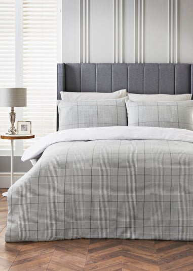 Grey Jacquard Check Duvet Set