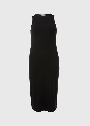 Black Racer Ribbed Midi Dress