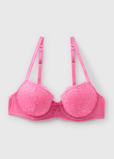 Pink Padded Underwired Balcony Bra