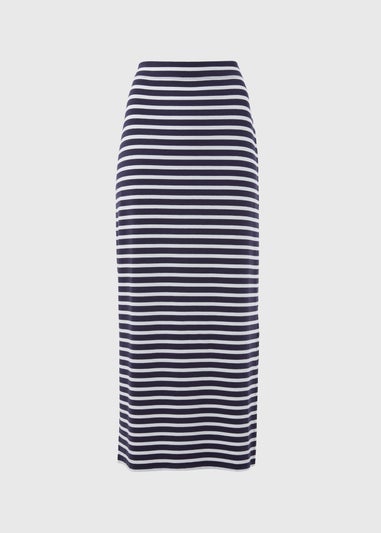 Navy Stripe Jersey Maxi Skirt