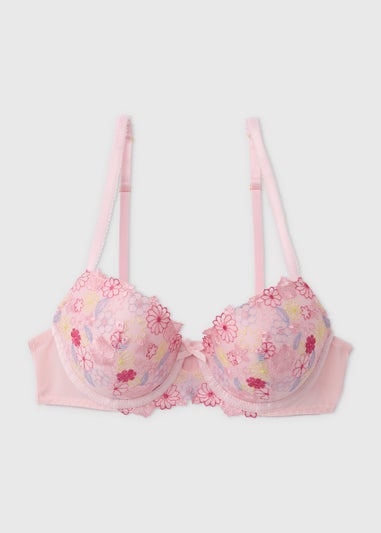 Pink Embroidered Co Ord Bra
