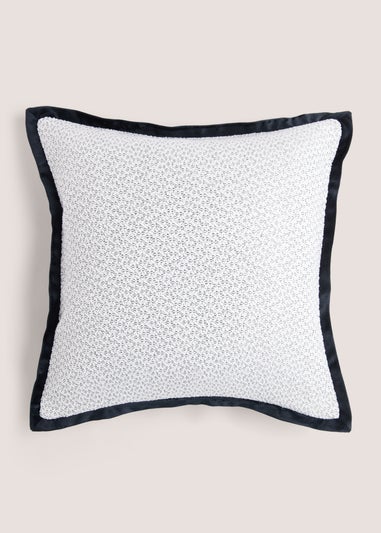 White Mono Oxford Edge Cushion