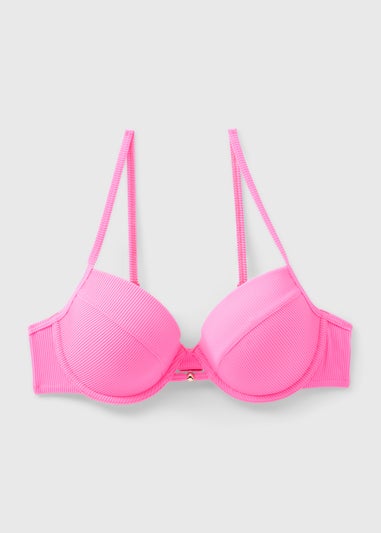Pink Textured Ribbed Mould Bra