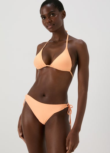 Orange Triangle Ribbed Bikini Top