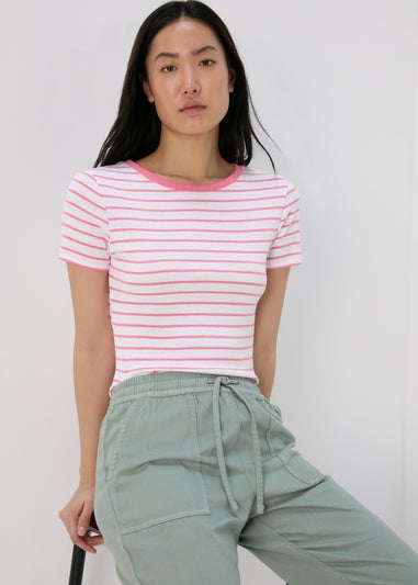 White & Pink Stripe T-Shirt