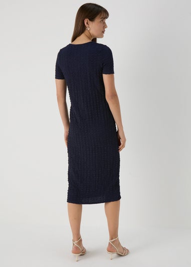 Navy Blue Hyper Texture Midi Dress