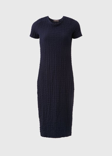 Navy Blue Hyper Texture Midi Dress