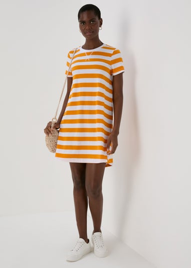 Orange Stripe T Shirt Dress