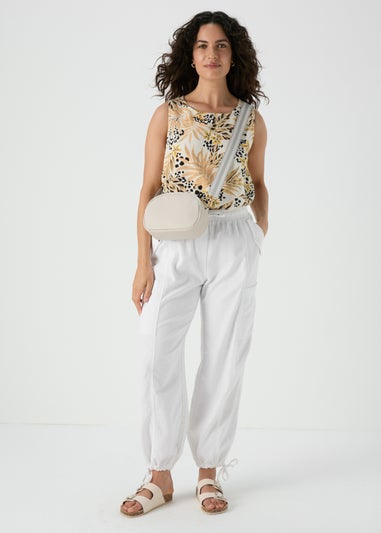 White Parachute Linen Trousers