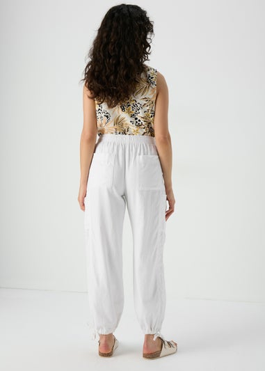 White Parachute Linen Trousers