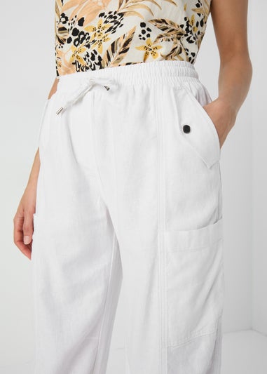 White Parachute Linen Trousers