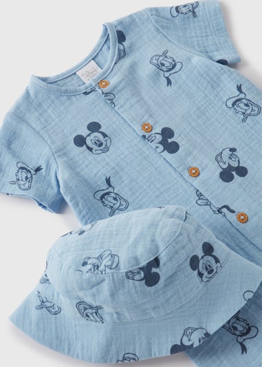 Disney Kids Blue Mickey Mouse Romper & Hat Set (Newborn-23mths)