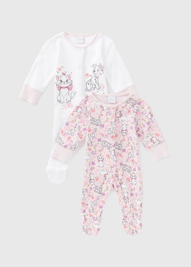 Disney Baby Pink 2 Pack Marie Sleepsuits (Tiny Baby-18mths)