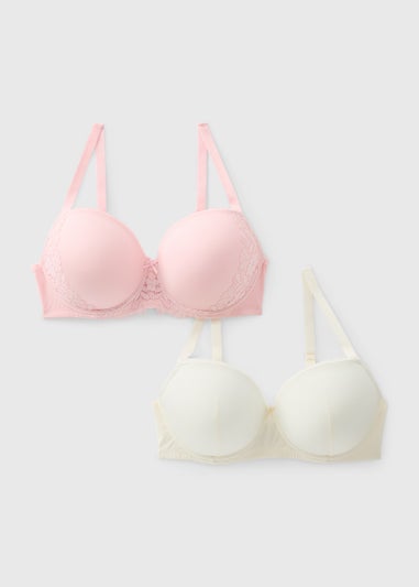 2 Pack Pink Padded Lace Sling Bra