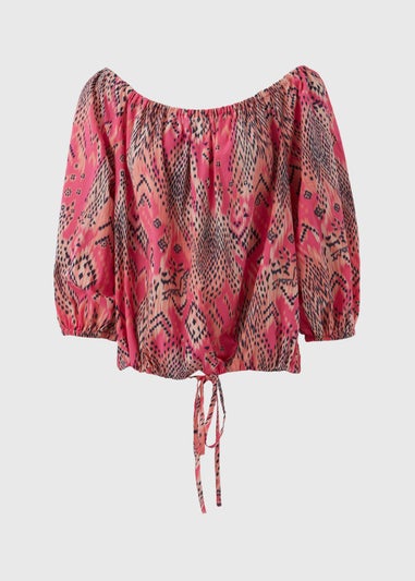 Pink Bardot Aztec Top