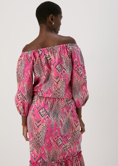 Pink Bardot Aztec Top