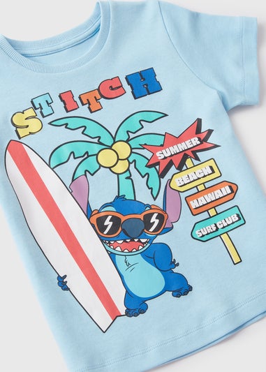 Disney 2 Pack Kids Blue Stitch Top & Shorts Pyjama Set (1-7yrs)