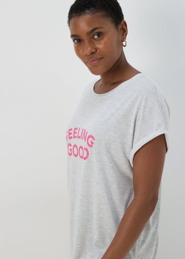 Grey 'Feeling Good' Slogan T Shirt