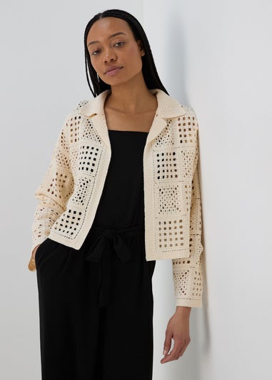 Cream Crochet Knitted Shirt