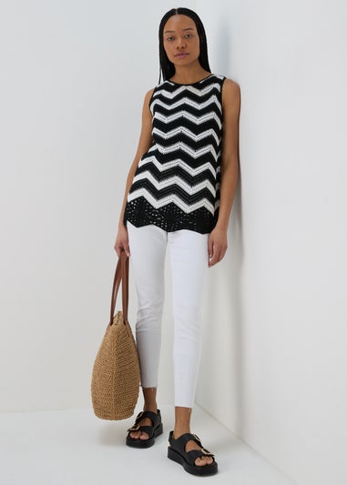 Black Zig Zag Crochet Vest