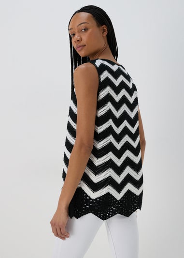 Black Zig Zag Crochet Vest