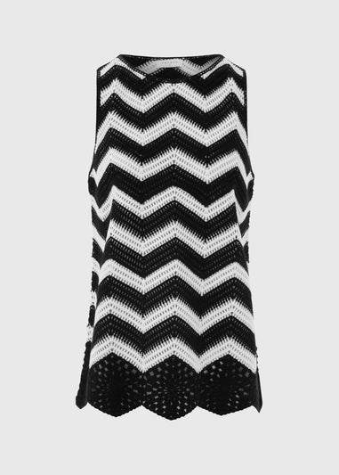 Black Zig Zag Crochet Vest