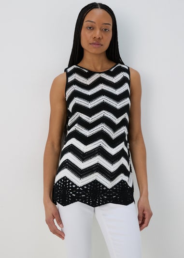 Black Zig Zag Crochet Vest