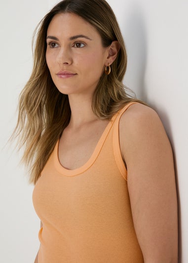 Peach Scoop Neck Ribbed Jersey Vest