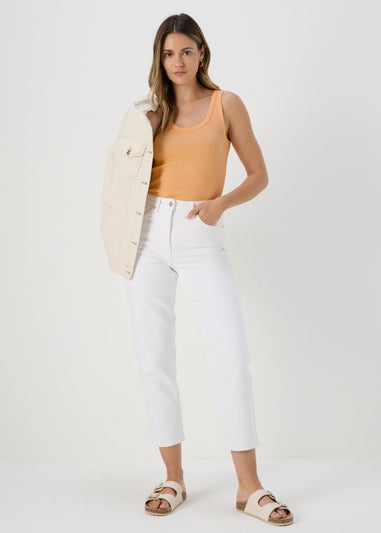 Peach Scoop Neck Ribbed Jersey Vest