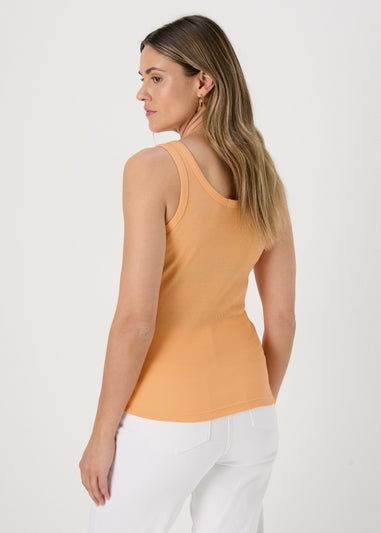 Peach Scoop Neck Ribbed Jersey Vest