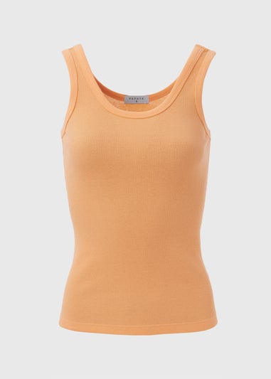 Peach Scoop Neck Ribbed Jersey Vest