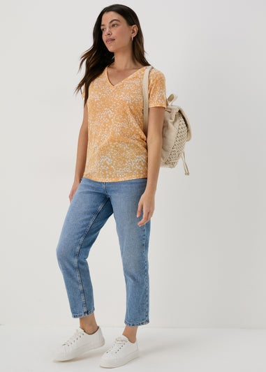 Peach Animal Print Jersey Top