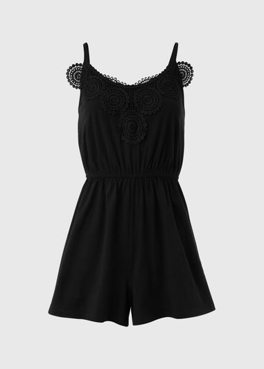 Black Lace Trim Playsuit