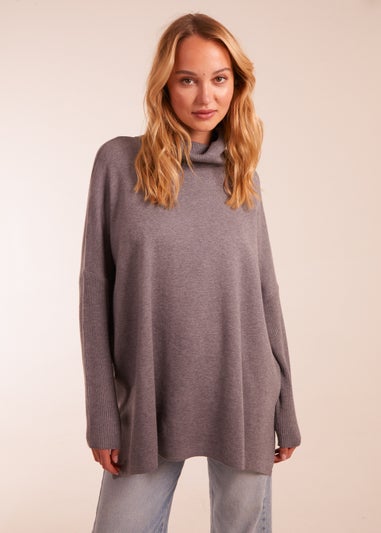 Blue Vanilla Grey High Neck Boxy Jumper