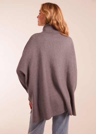 Blue Vanilla Grey High Neck Boxy Jumper