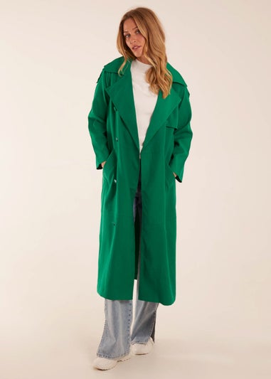 Long green trench clearance coat