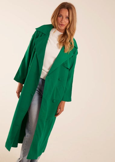 Blue Vanilla Green Double Breasted Trench Coat