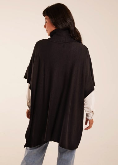 Blue Vanilla Black High Neck Poncho