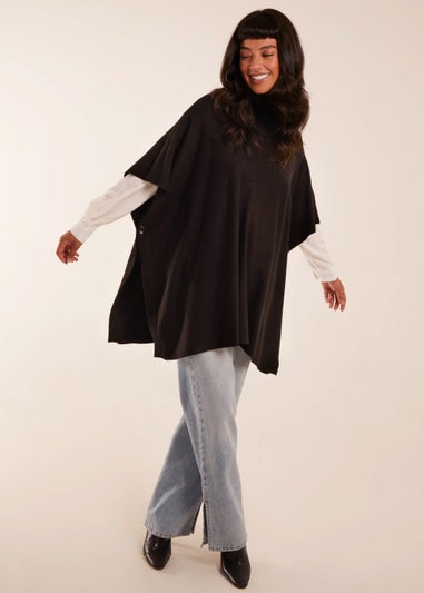 Blue Vanilla Black High Neck Poncho