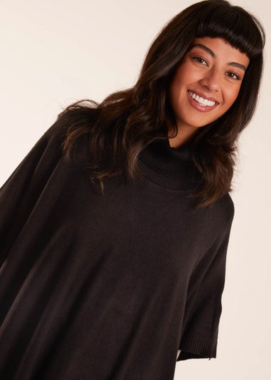 Blue Vanilla Black High Neck Poncho