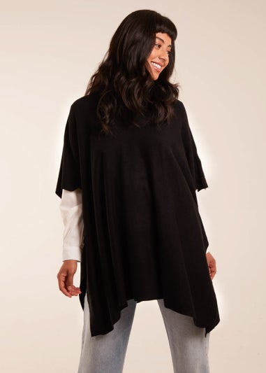 Blue Vanilla Black High Neck Poncho