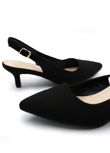 Where's That From Black Suede Quentin Low Kitten Heels