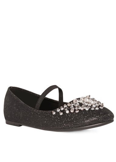 Where's That From Black Libbie Kids Diamante Embellished Platform Shoes
