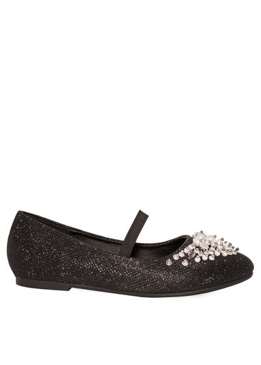 Where's That From Black Libbie Kids Diamante Embellished Platform Shoes