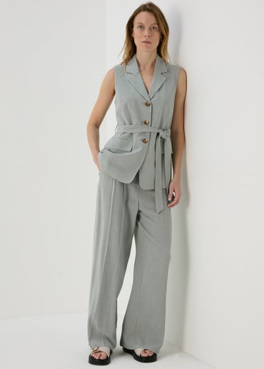 Et Vous Sage Wide Leg Linen Trousers