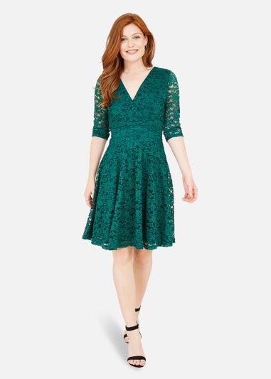 Mela Green Lace Skater Dress