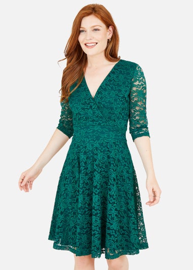 Mela Green Lace Skater Dress