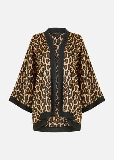 Mela Animal Satin Print Kimono